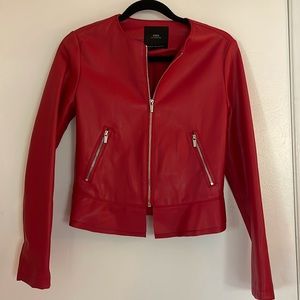 ZARA Red Faux Leather Jacket